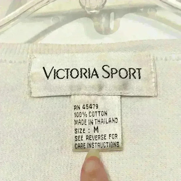 VICTORIA SPORT Vintage Sweater Top Sweatshirt Drawstring Striped Crest Classic - Picture 3 of 13